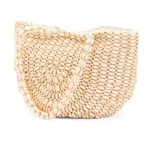 Rachel Ashwell NWT Large Half Moon Bead Bag in Natural